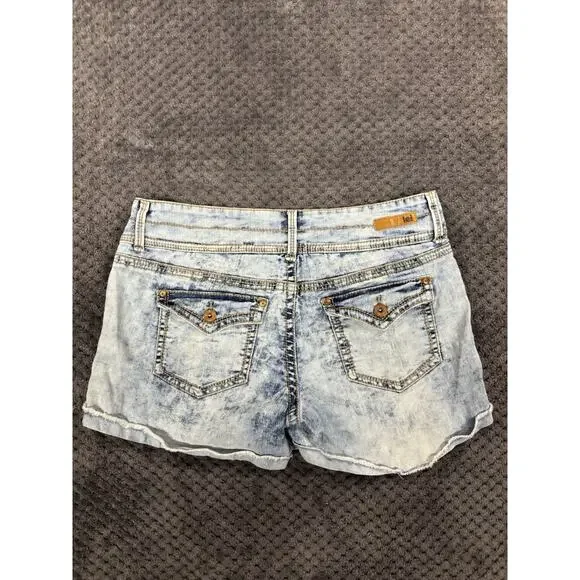 LEI Acid Washed Denim Jean Shorts Cutoffs Low Rise Women's Size 9 - Picture 2 of 8